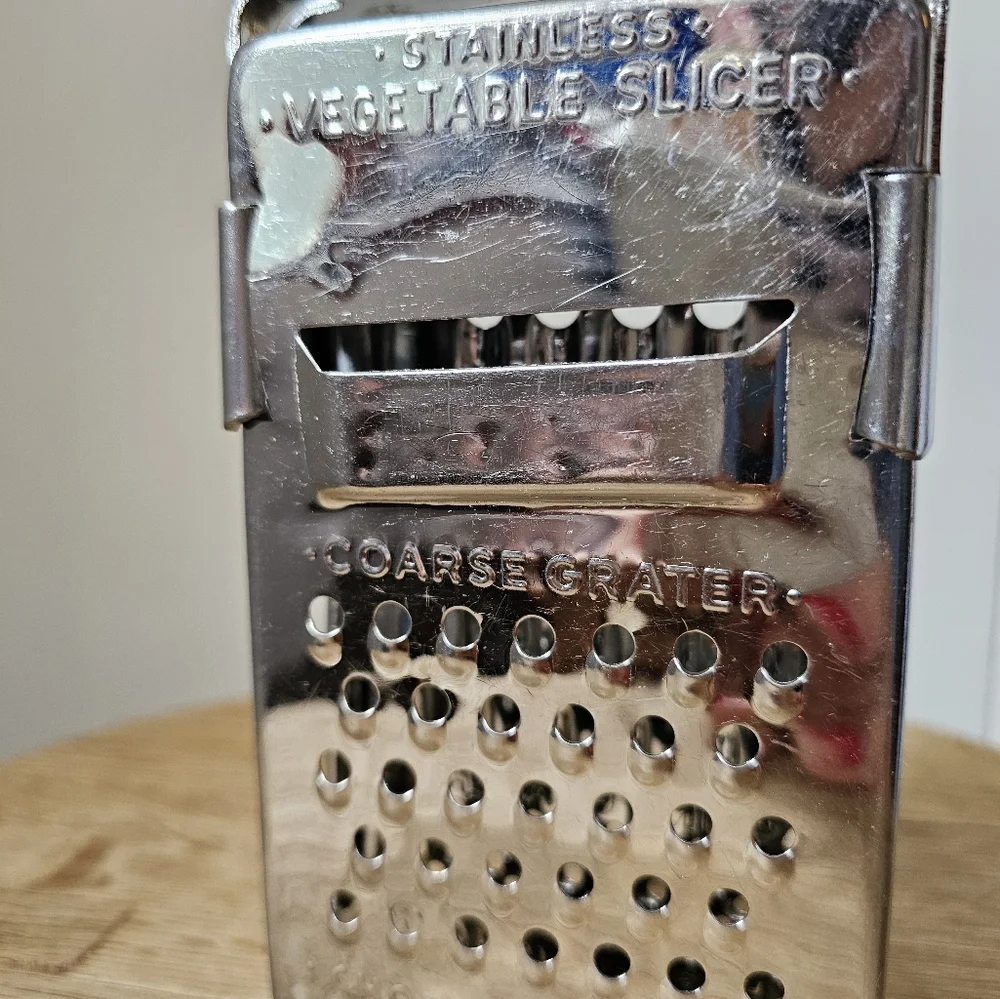Vintage Stainless Steel Grater Vegetable Slicer Chopper Mincer Shredder Tool